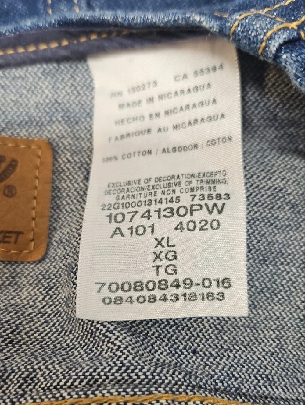 Wrangler Dark Blue Denim Vest with Patch Pockets Mens XL